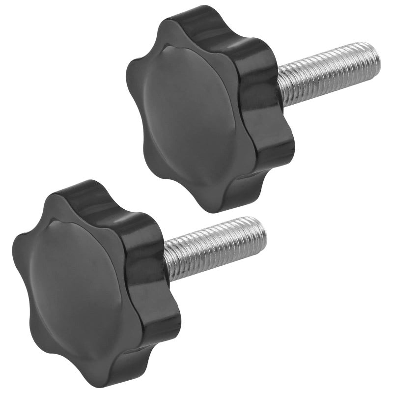 LifCratms M8 x 30mm Thread Star Knob 2Pcs, Plastic Hex Shaped Clamping Knob Handle Hand Tightening Screw for Umbrella Base Replacement - Image 1